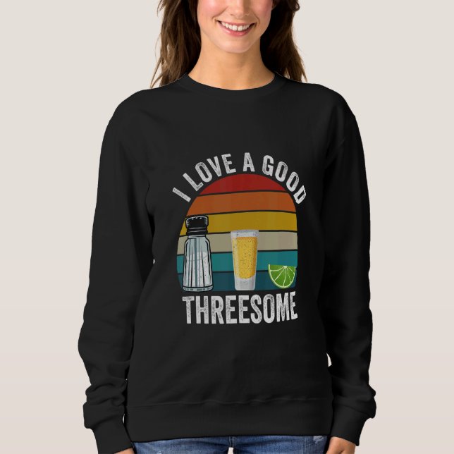 Bartender I Love A Good Threesome Drinking Bartend T Shirt (Framsida)