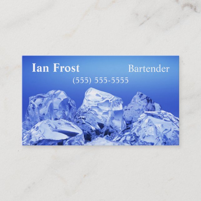Bartender Isbitar Affärskort - Ljusblå Baksida Visitkort (Framsida)