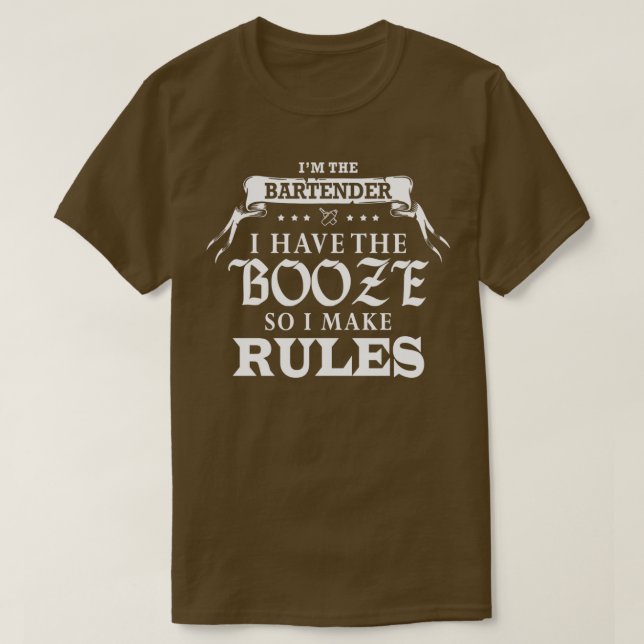 Bartender jag har Sprit i Regler T Shirt (Design framsida)