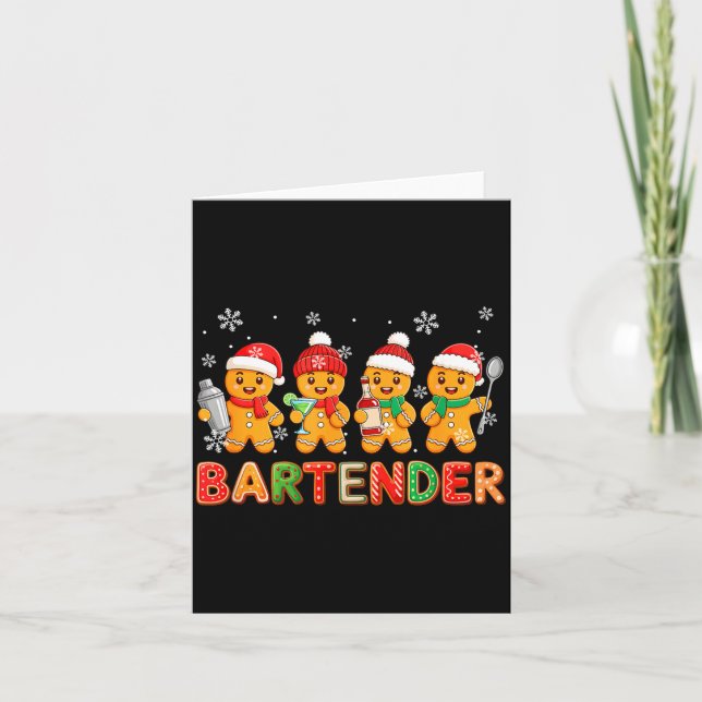 Bartender Job Group Santa Gingerbreads Xmas Cookie Kort (Framsida)