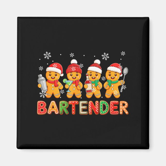 Bartender Job Group Santa Gingerbreads Xmas Cookie Magnet (Framsidan)