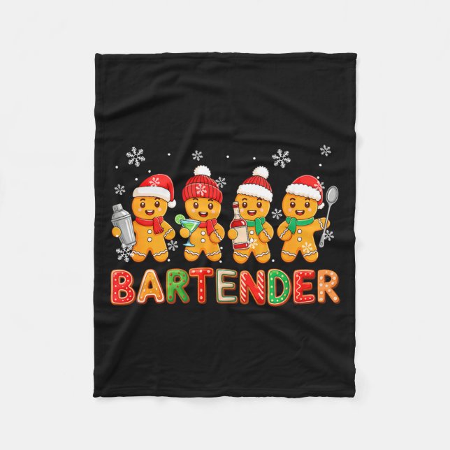 Bartender Jobb Grupp Tomte Pepperkakor Jul Kaka Fleecefilt (Framsidan)