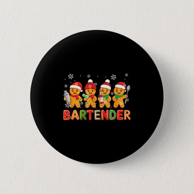 Bartender Jobb Grupp Tomte Pepperkakor Julkakor Knapp (Framsida)