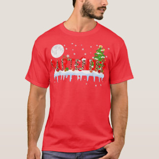 Bartender Julafton Träd Light Leopard Santa Hat Re T Shirt