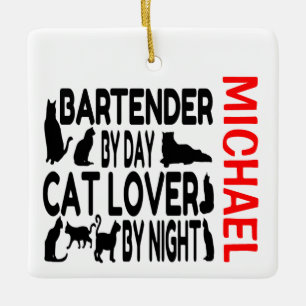 Bartender Kärlek Cats ANPASSNINGSBAR Julgransprydnad Keramik
