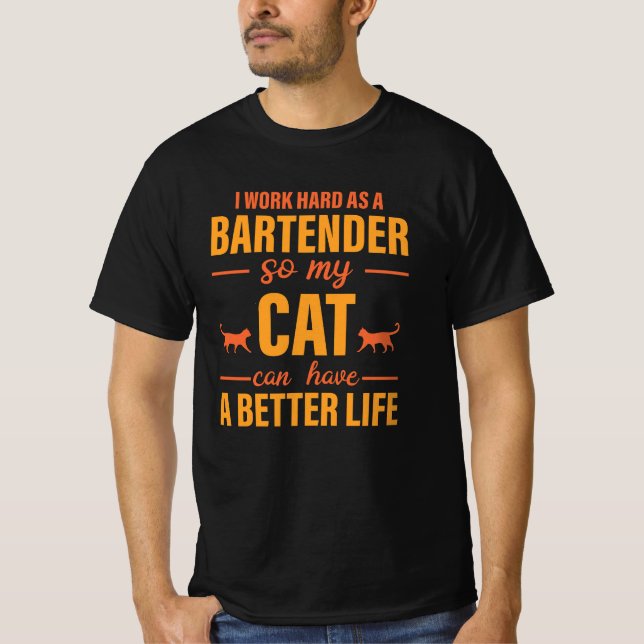 Bartender Kärlek för katt T Shirt (Framsida)