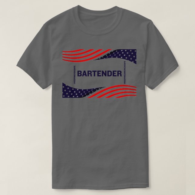 Bartender Keeping America Säker T Shirt (Design framsida)
