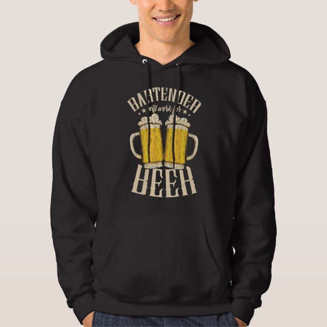 Bartender kommer att arbeta för öldrickare Alkohol Hoodie (Framsida)