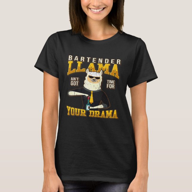 Bartender Llama Älskare  Citat Bartending  Premium T Shirt (Framsida)