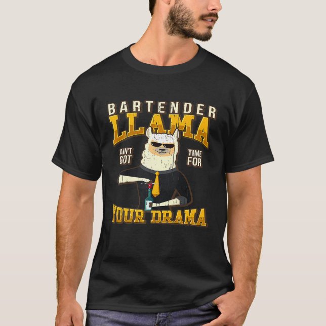 Bartender Llama Älskare Roliga meningar Bartending T Shirt (Framsida)