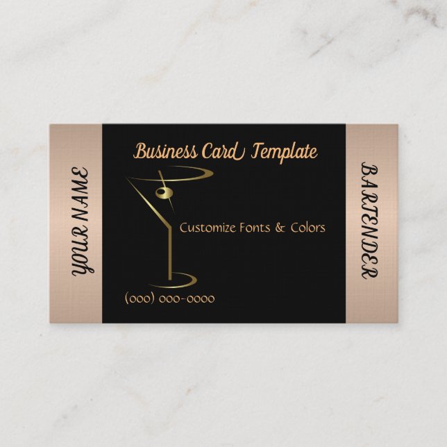 Bartender Martini Cocktail Logotyp  Visitkort (Framsida)