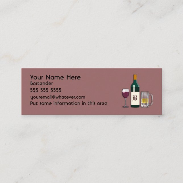 Bartender Mauve Mini Visitkort (Framsida)