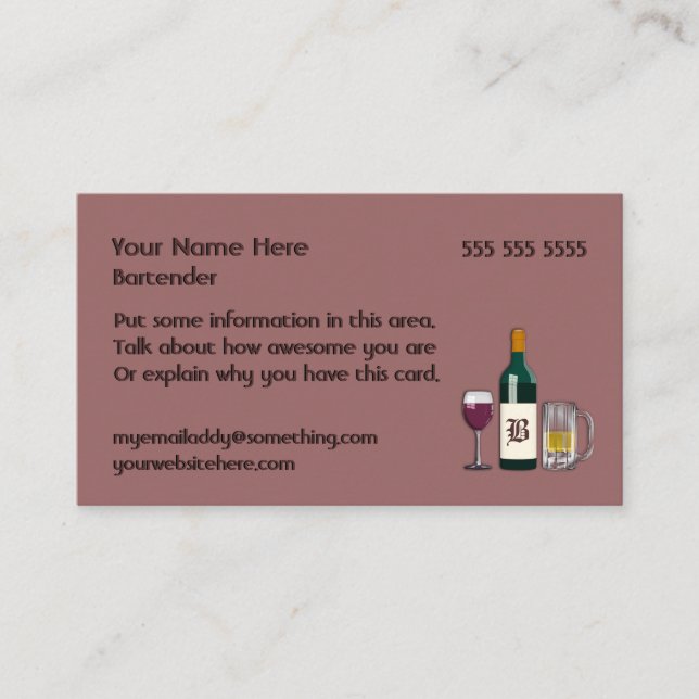 Bartender Mauve Visitkort (Framsida)