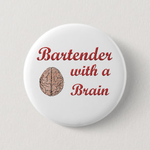 Bartender med en hjärna knapp