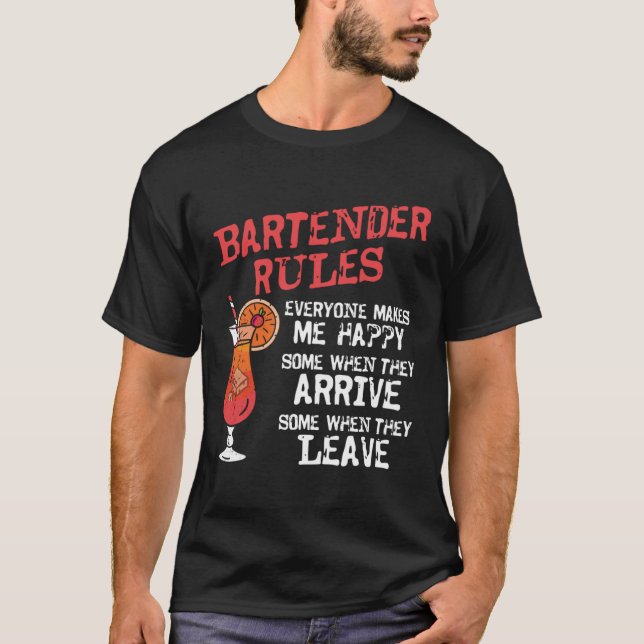 Bartender Mixologist Bartender Rules Everyone Make T Shirt (Framsida)