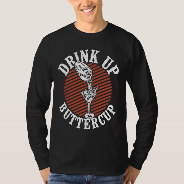 Bartender Mixologist Drick Upp Smörblomma T Shirt (Framsida)