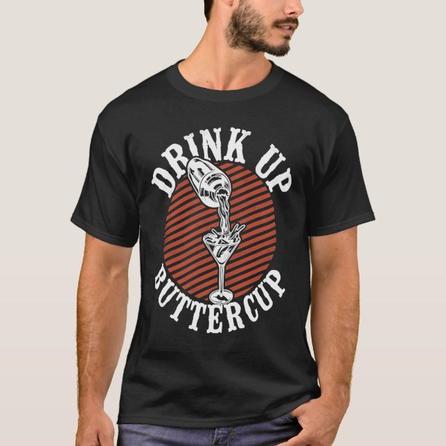 Bartender Mixologist Drick Upp Smörblomma T Shirt (Framsida)