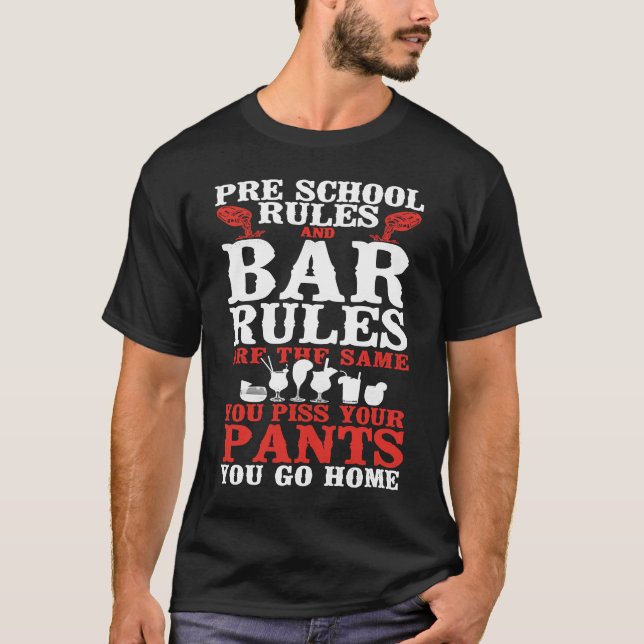 Bartender Mixologist Förskola Regler Och Bar Regle T Shirt (Framsida)