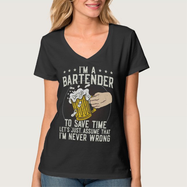 Bartender Mixologist I m A Bartender To Save Time  T Shirt (Framsida)