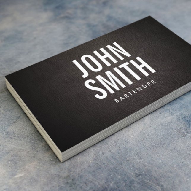 Bartender Modern fet Text Classy Leather Visitkort (Skapare uppladdad)