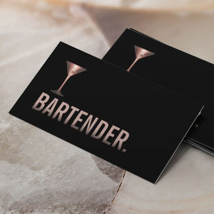 Bartender Modern Ro Guld Vin Sommelier Visitkort