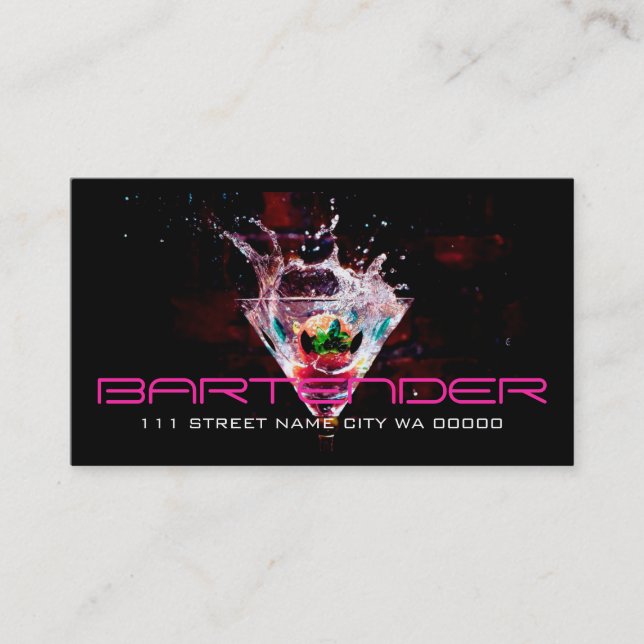 Bartender Nightlife-Affärskortet Visitkort (Framsida)