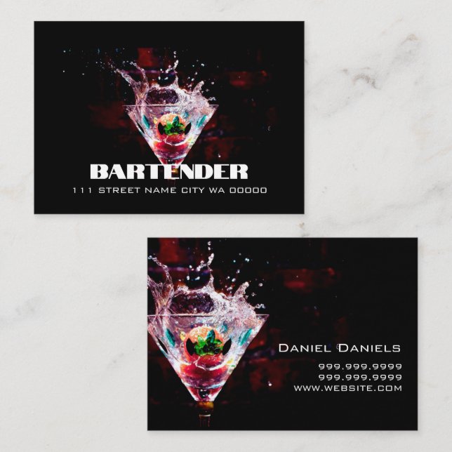Bartender Nightlife Business Card Visitkort (Fram/baksida)