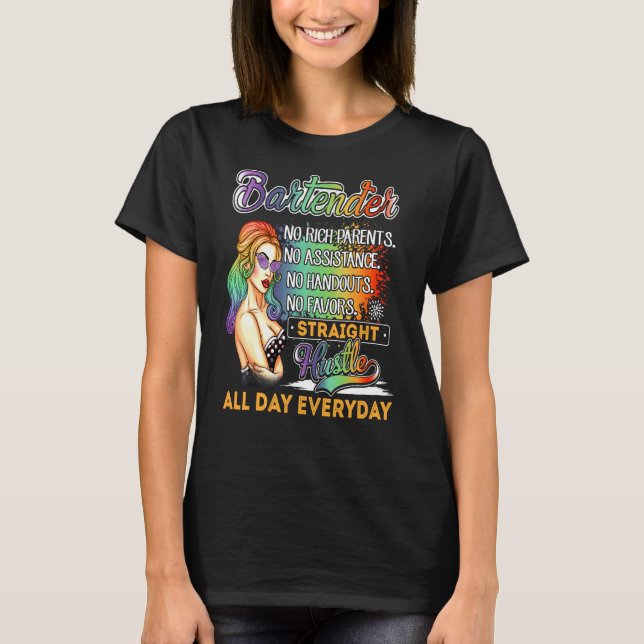 Bartender No Rik Parents No Assistance T Shirt (Framsida)