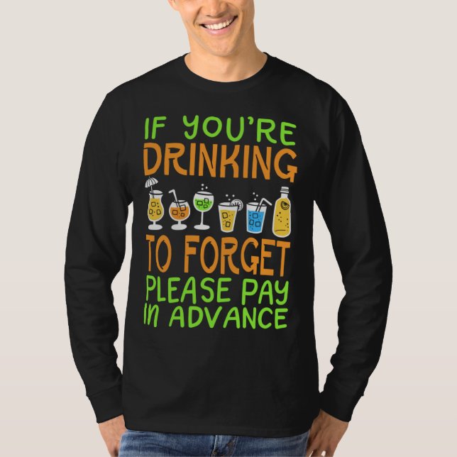 Bartender  Pay in Advance Joke T Shirt (Framsida)