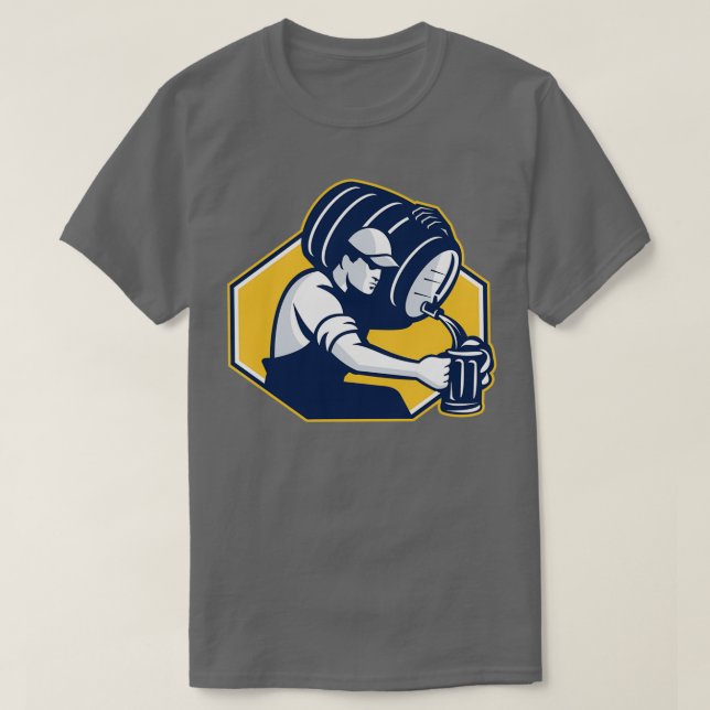 Bartender Poring Keg Barrel Beer Retro T Shirt (Design framsida)
