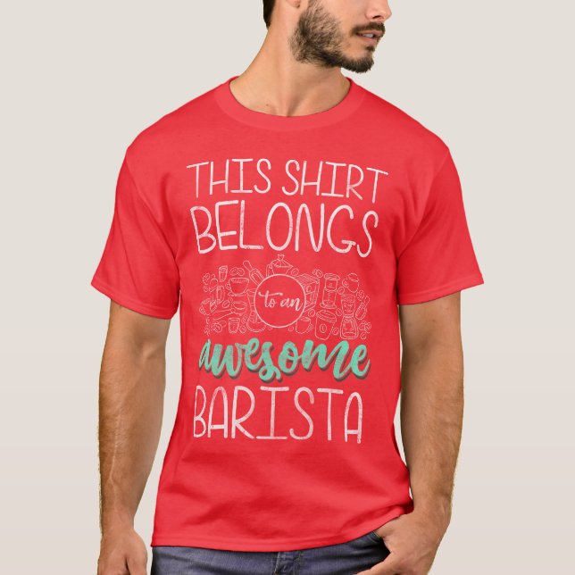 Bartender Portafilter Kaffebutik vän T Shirt (Framsida)