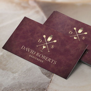 Bartender Pub Klubb Elegant Leather Sommelier Visitkort