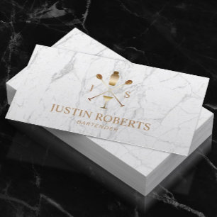 Bartender Pub Klubb Modern White Marble Visitkort