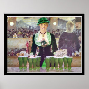 Bartender säljer 1 Grönt öl Poster
