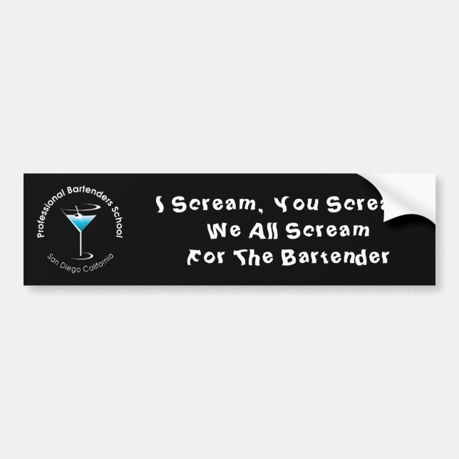 Bartender School Bumper Sticker Bildekal (Framsidan)