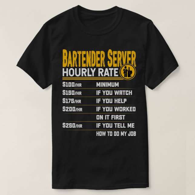 Bartender-serverns timtaxa för den funktionella Ba T Shirt (Design framsida)