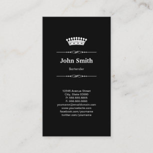 Bartender Simple Elegant Royal Krona Visitkort