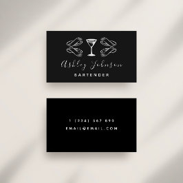 Bartender Sommelier Martini Glass Black & White Visitkort