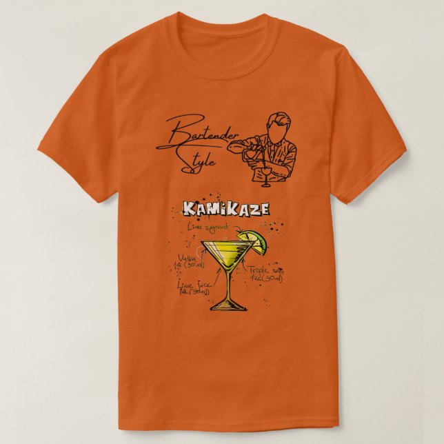 Bartender Stil Kamikaze T Shirt (Design framsida)