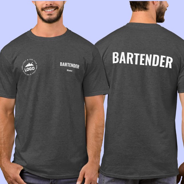 Bartender T-Shirt Uniform Personlig Namn Logo (Skapare uppladdad)