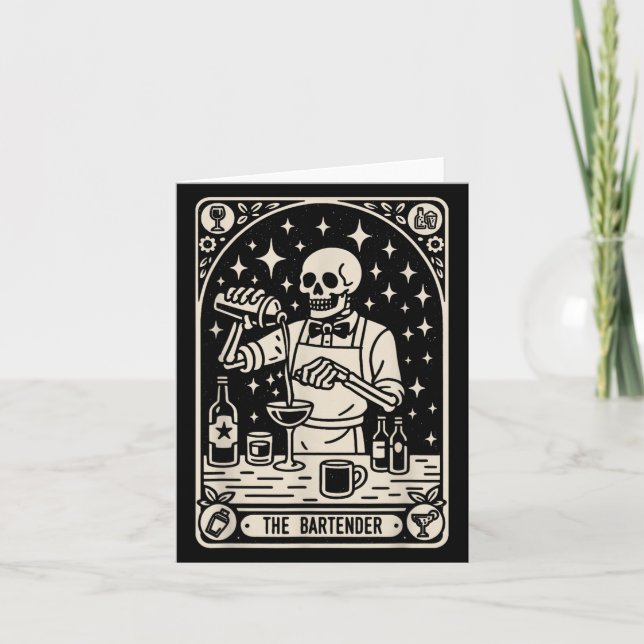 Bartender Tarot Card Halloween Mixolog Barm Kort (Framsida)