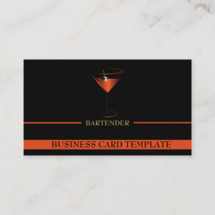 Bartender Template Red Martini Logotyp Bartender Visitkort
