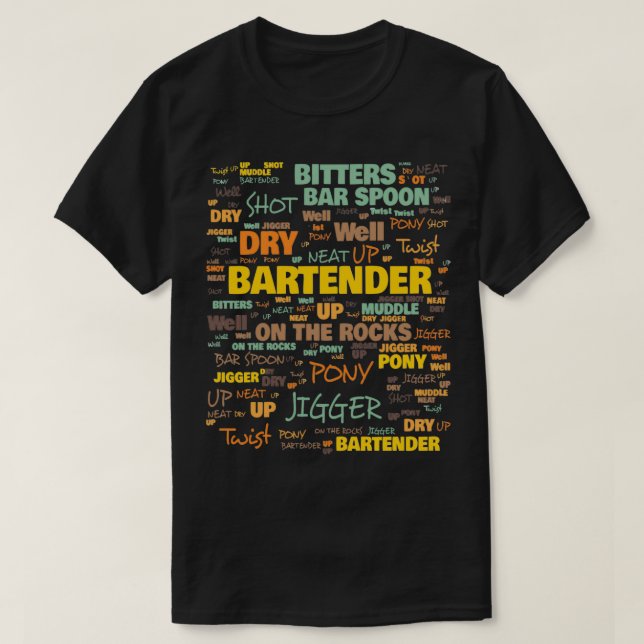 Bartender-terminologi Vanligt använd Bartender-ter T Shirt (Design framsida)