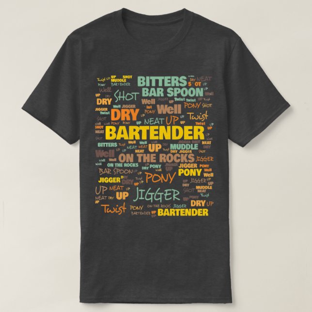 Bartender-terminologi Vanligt använd Bartender-ter T Shirt (Design framsida)