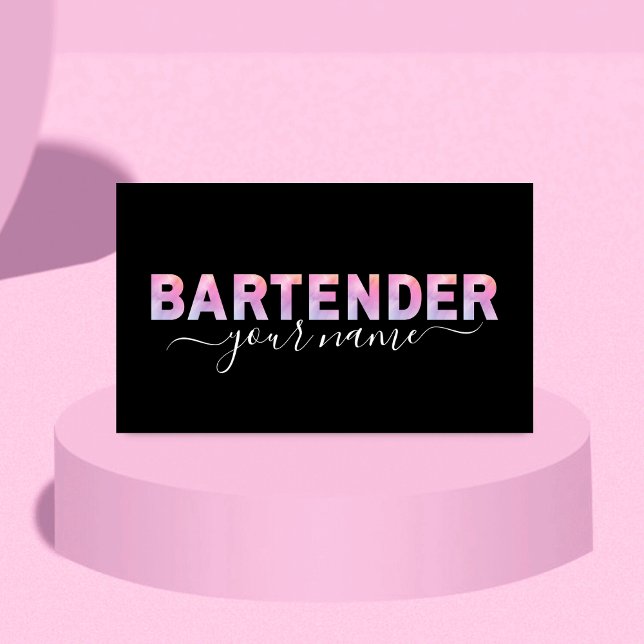 Bartender Typography Namnteckning Calligraphy Blac Visitkort (Skapare uppladdad)