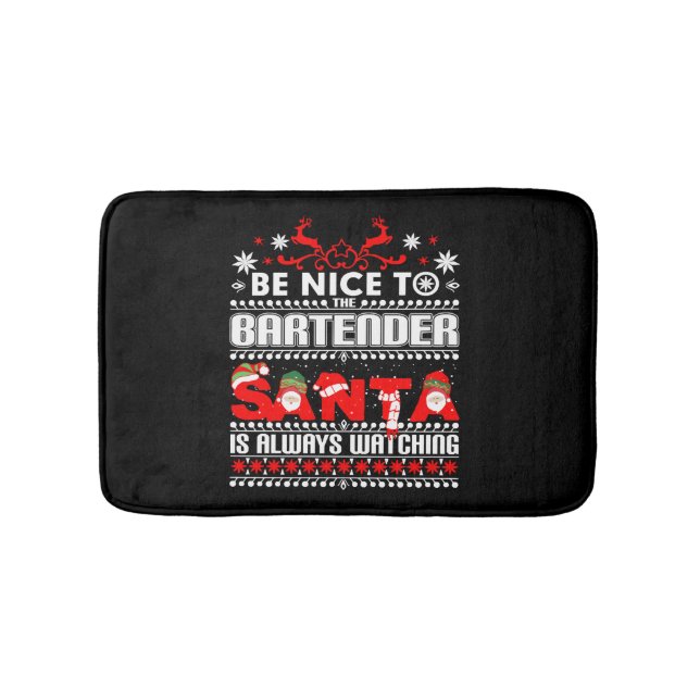 Bartender Ugly jul Sweater Gift Funny Barten Badrumsmatta (Framsidan)