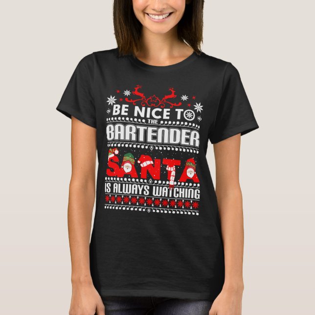 Bartender Ugly jul Sweater Gift Funny Barten T Shirt (Framsida)