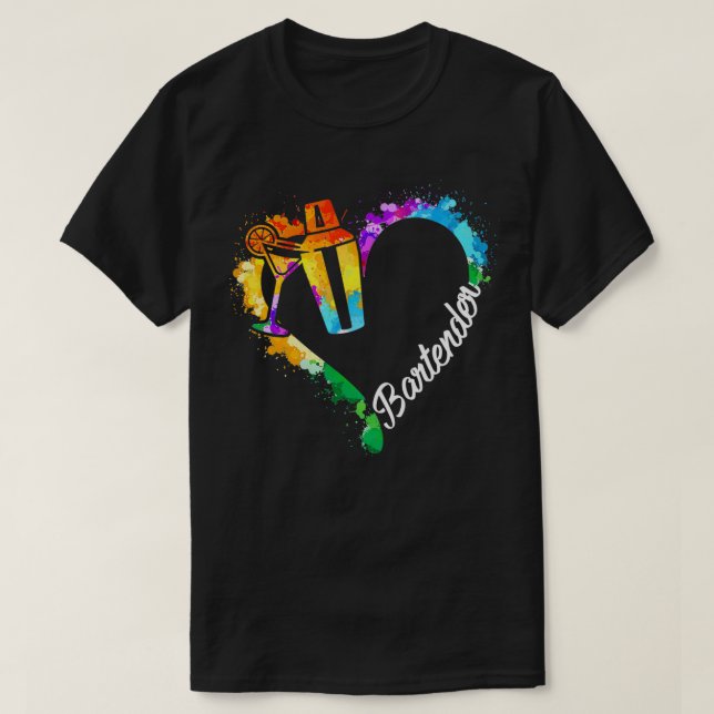 BARTENDER VATTEN ART HEART Classic TShirt T Shirt (Design framsida)