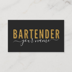 Bartender Vintage Retro Typography Namnteckning Na Visitkort