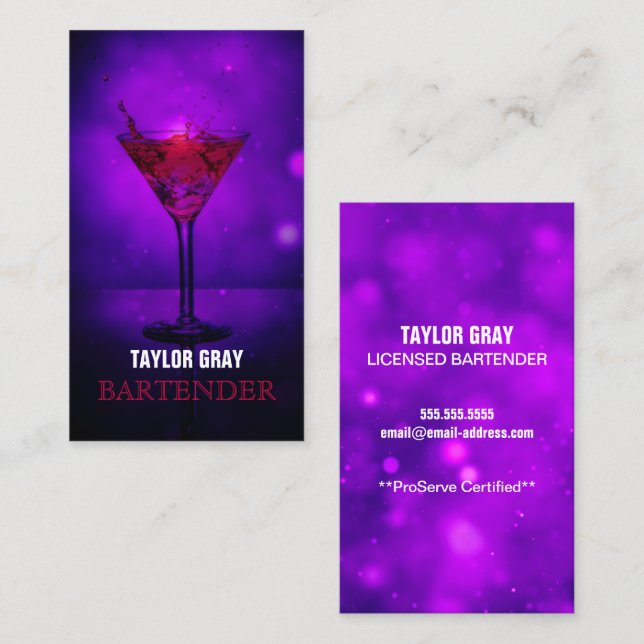 Bartender Visitkort (Fram/baksida)